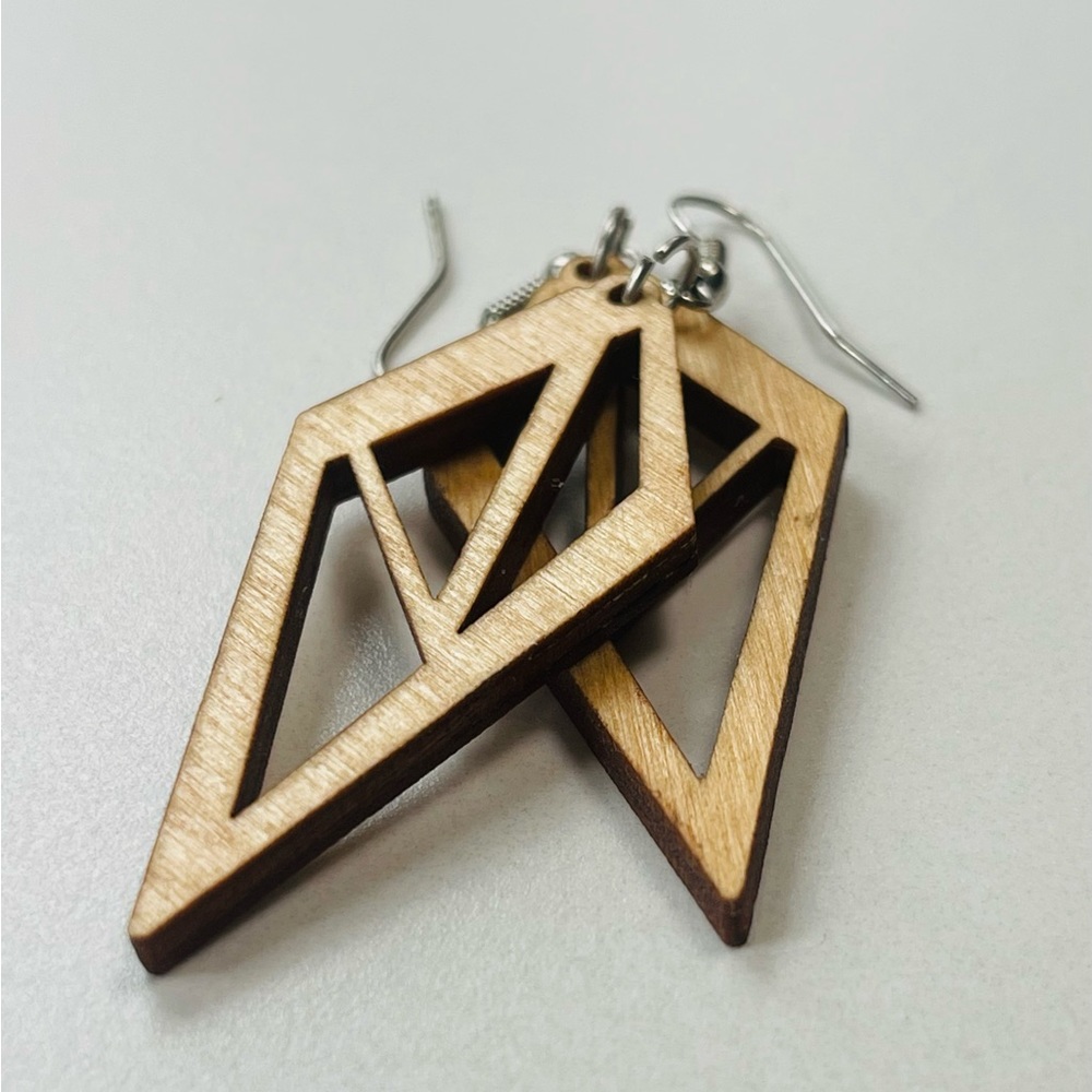 Indian Wood Abstract Earrings - Picture 3 of 3